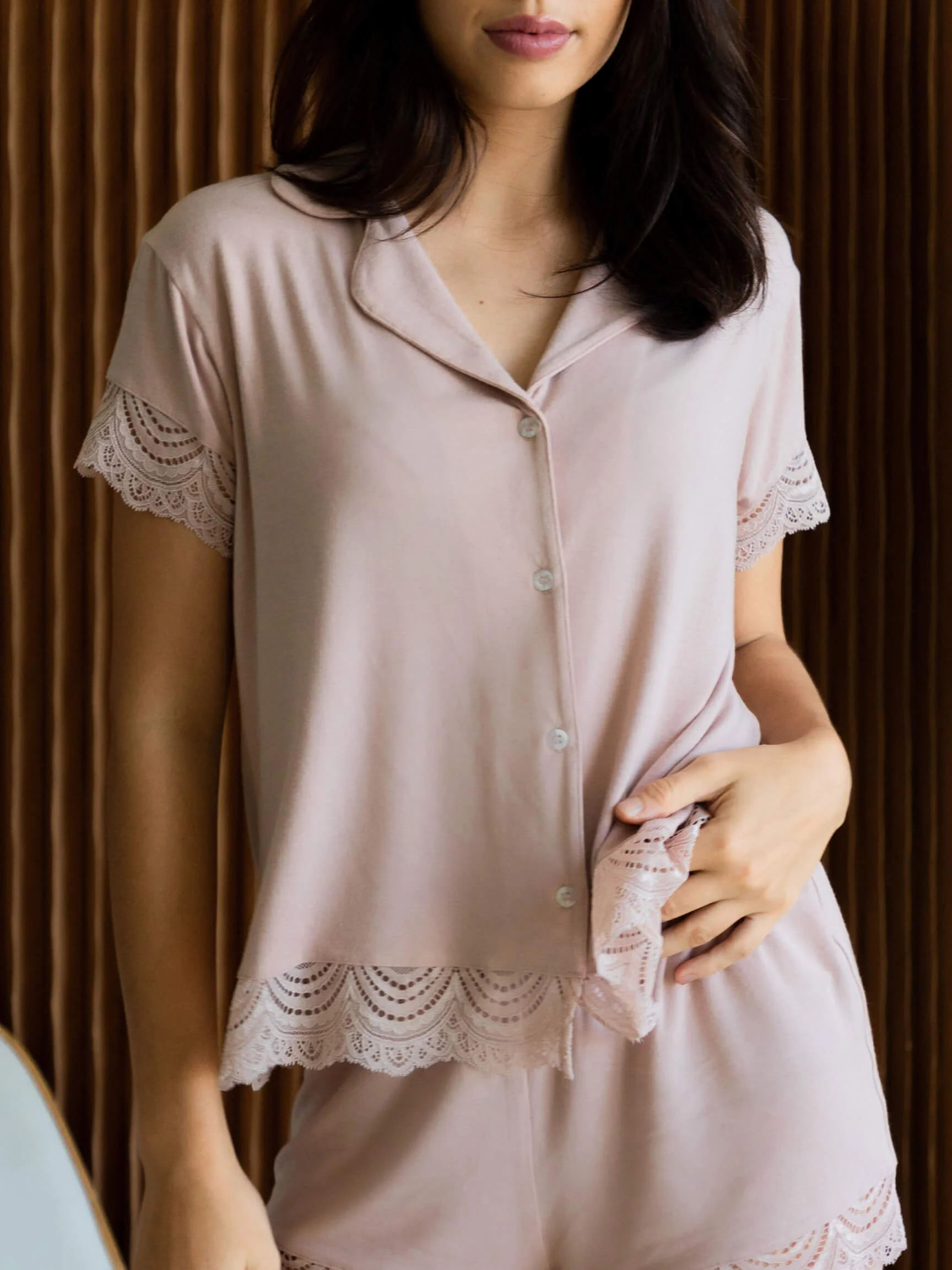 Carezza Lace Short Sleeve Pyjamas Top - Image 13
