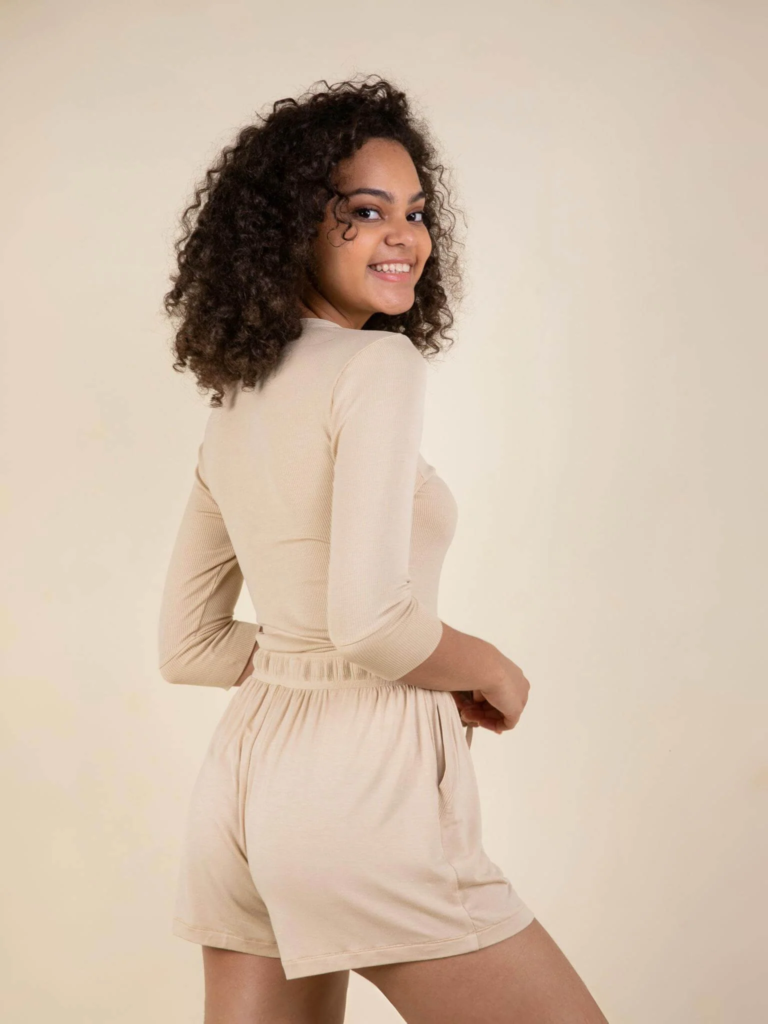 Daydream Ribbed Fitted Henley Top - Image 3