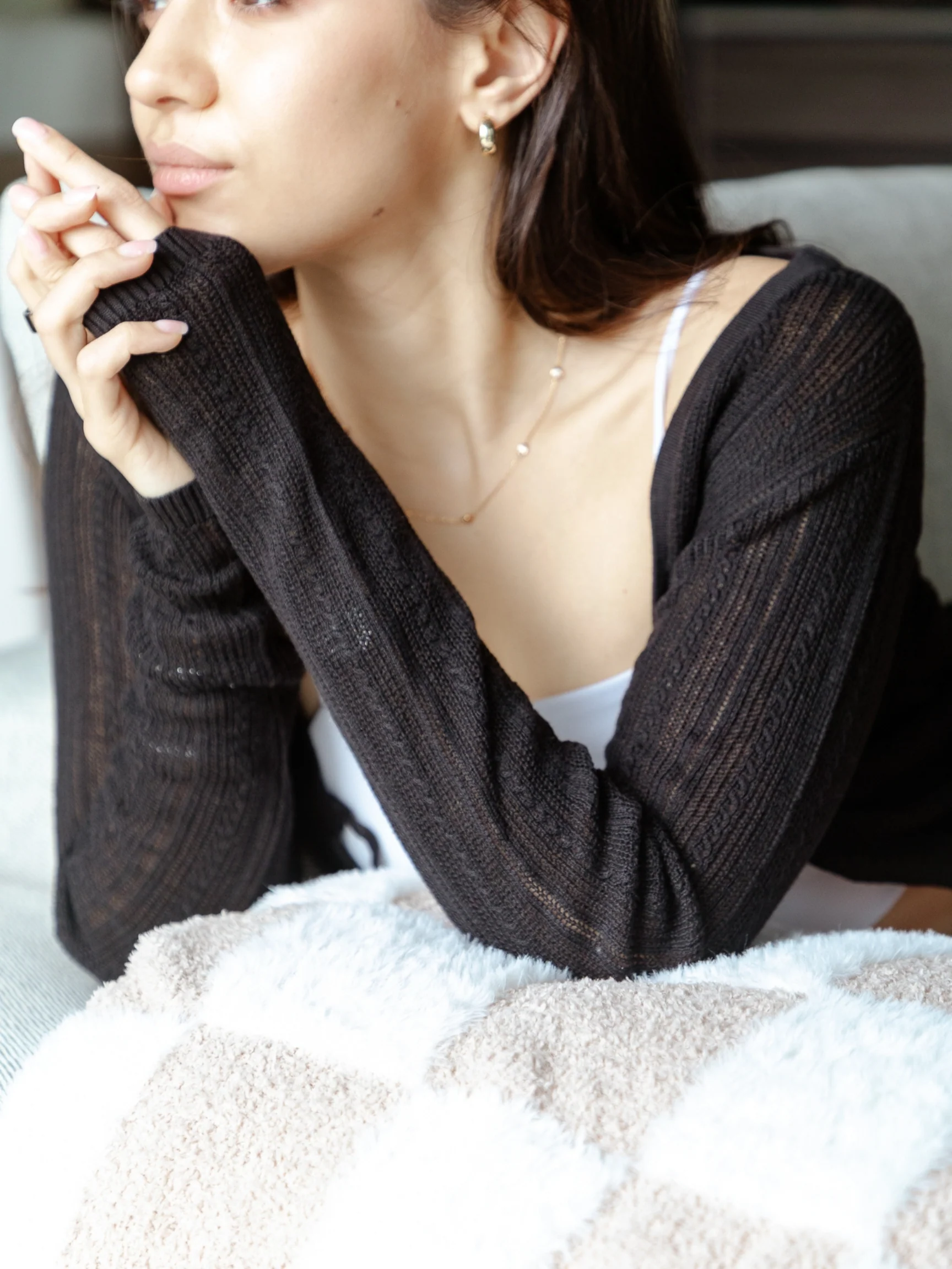 Lumiere Pointelle Knit Cardi - Image 8