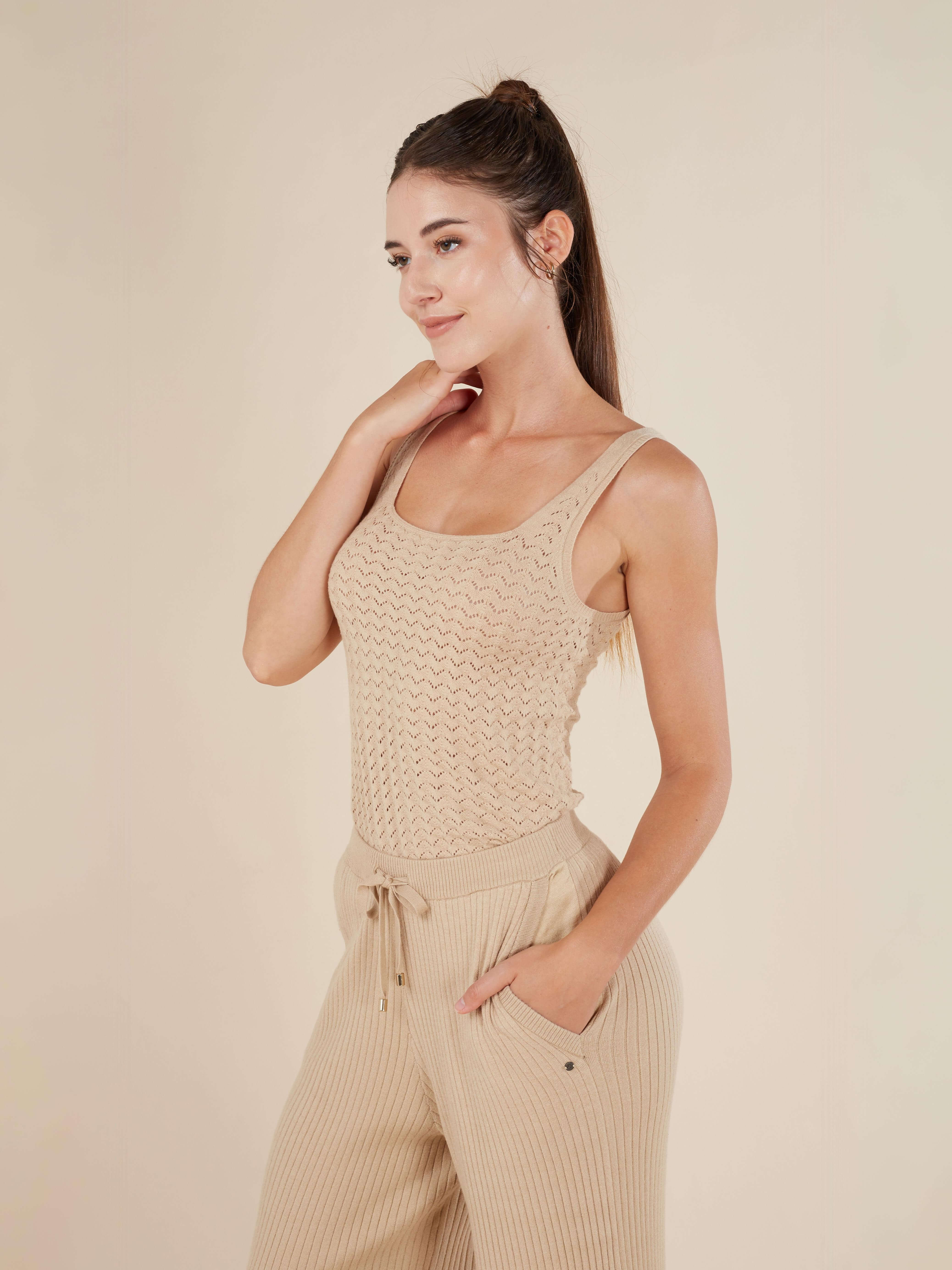 Reis Pointelle Knit Square Neck Tank Top - Image 16