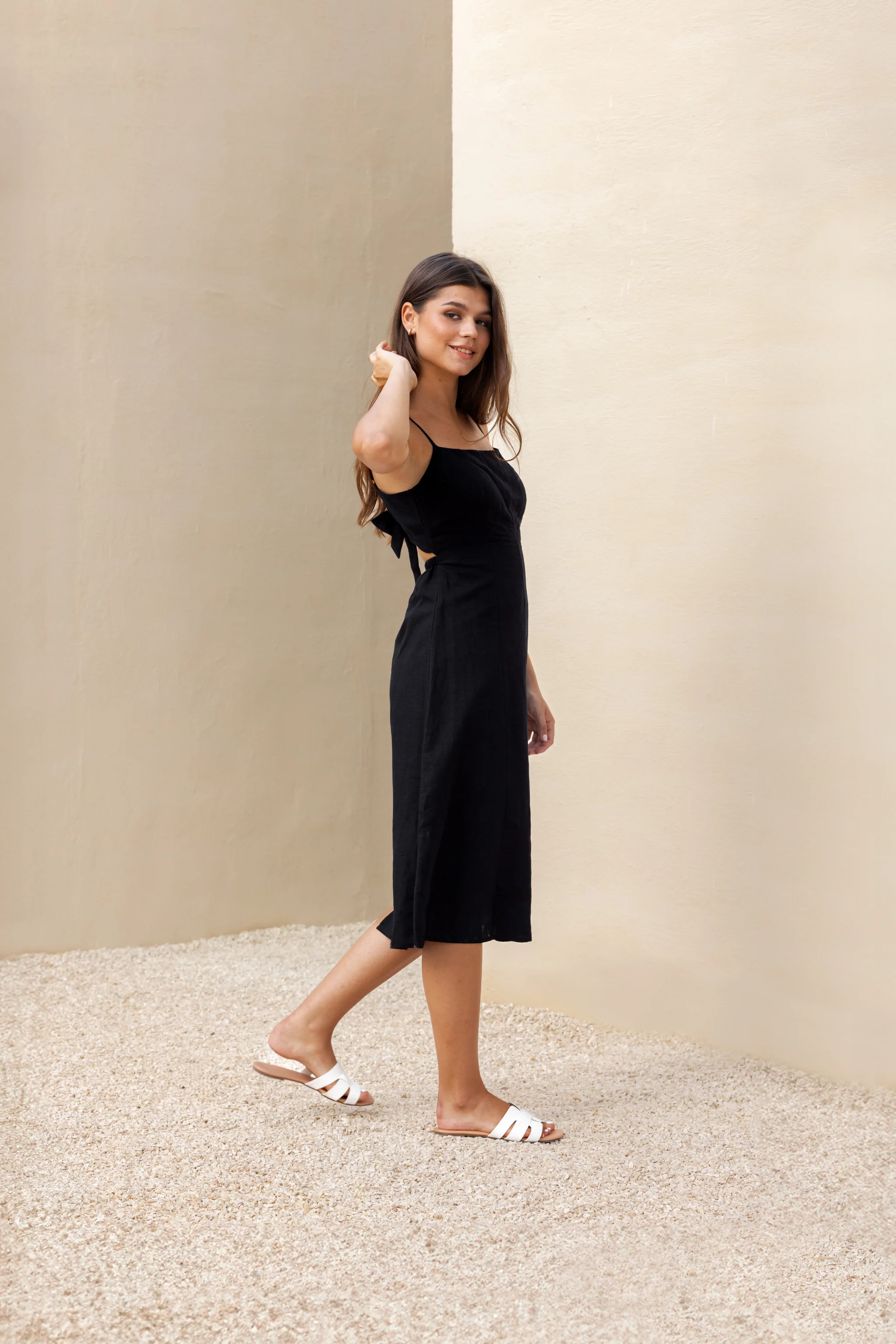 Terra Linen Midi Tie-Back Dress - Image 6