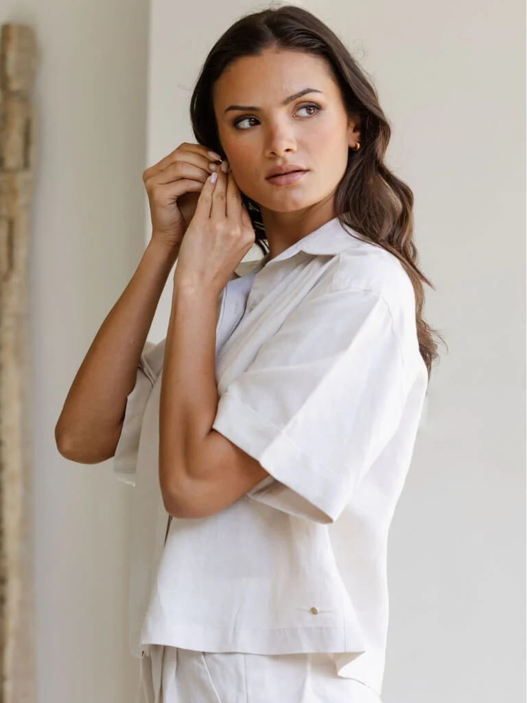 Terra Linen Lounge Short Sleeve Shirt - Image 5